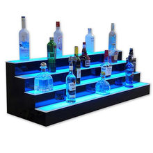 Four Tiers Lighted Acrylic Liquor Bottle Shelf